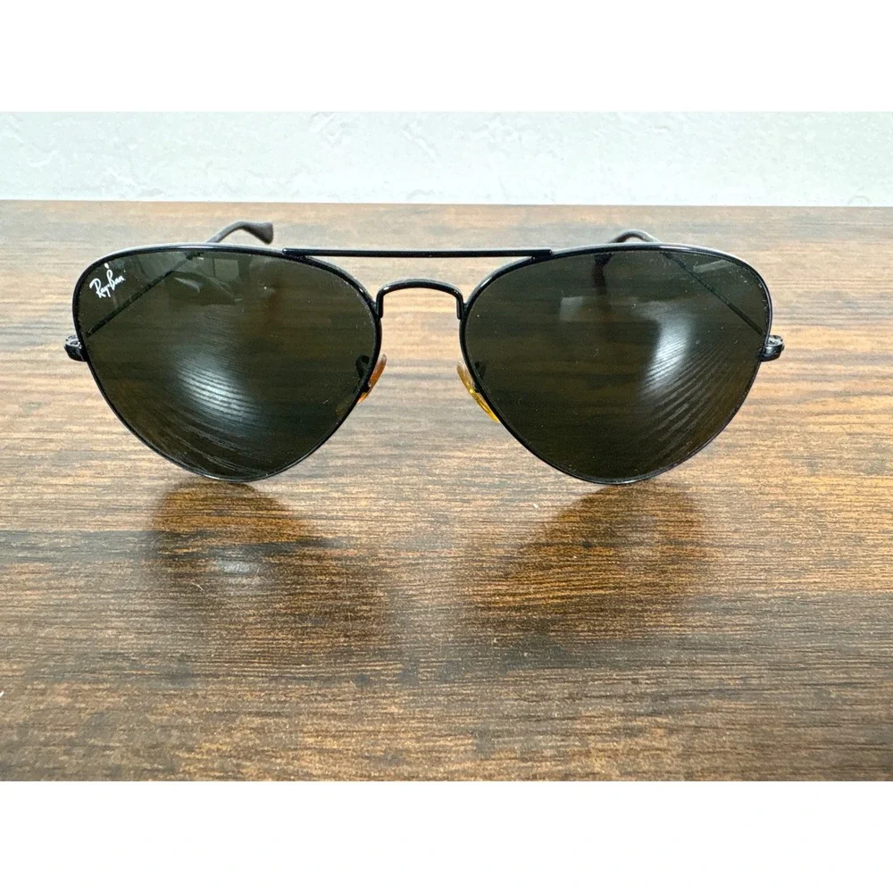Ray-Ban RB3025 Aviator Large Metal Sunglasses Black Frame Green Lens L2823 58mm